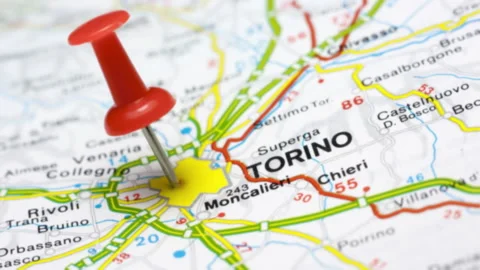 TORINO on the map Video stock 174122231