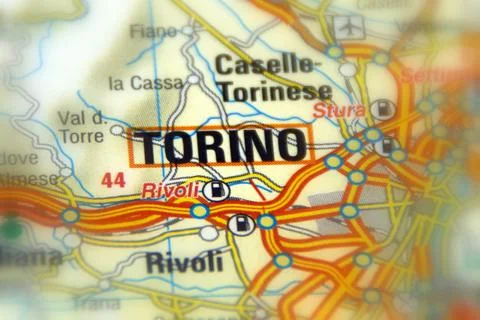 Torino on a map Stock Photos