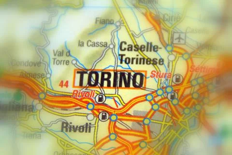 Torino on a map Stock Photos