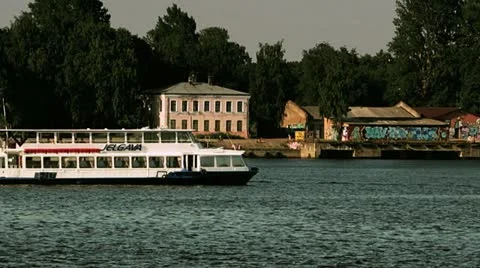 Torist ship in Riga Stock Footage 10917555