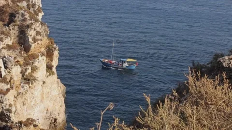 Toristic boat on the Sea Stock Footage 46954159