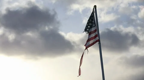 Torn American Flag Stock Footage 33723106