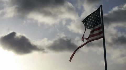 Torn American Flag Stock Footage 33723115