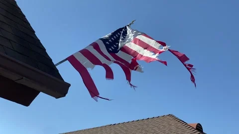 Torn American Flag Stock Footage 144168067