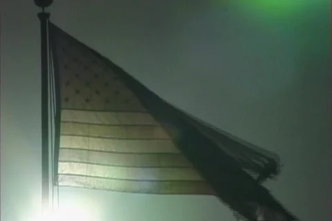 Torn American flag waving Stock Footage 112814