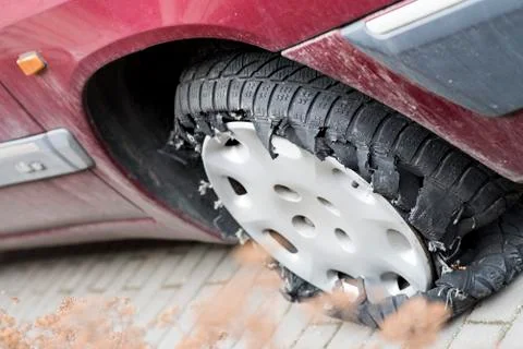 Torn and flat tire Stock Photos