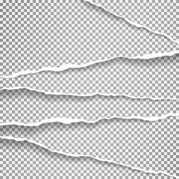 Torn and white diagonal paper strips with soft shadow are on squared background Stock Illustration