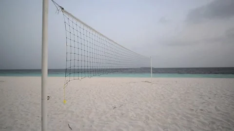 Torn beach volleyball net at tropical beach Stock Footage 47192532