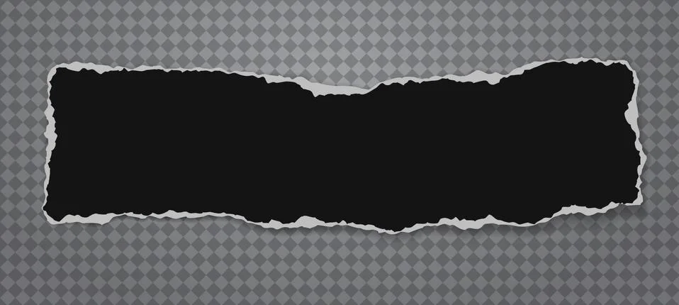 Torn of black paper with soft shadow is on dark grey squared background for text Illustrazione stock