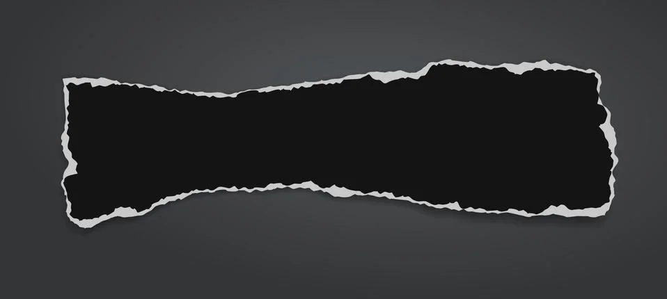 Torn of black paper with soft shadow is on dark grey background for text. Vector Stock Illustration