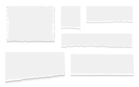 Torn blank paper set. Strip white notebook sheet. Ripped vector pieces of not Illustrazione stock