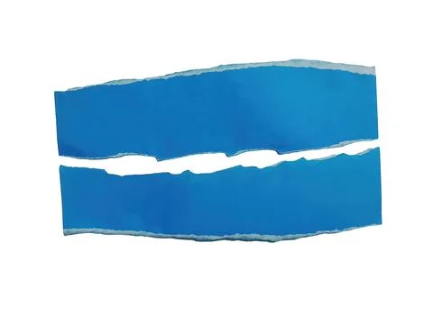 Torn blue paper strips isolated on black background Stock Illustration