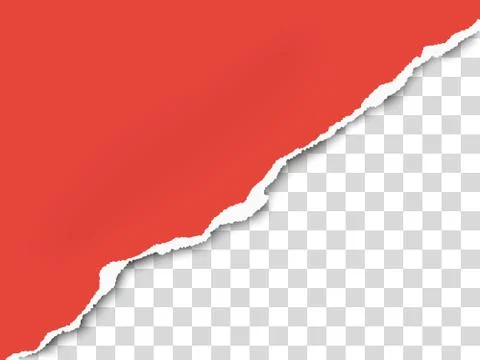 Torn bottom right part of sheet of red paper. Vector paper mockup. Stock Illustration