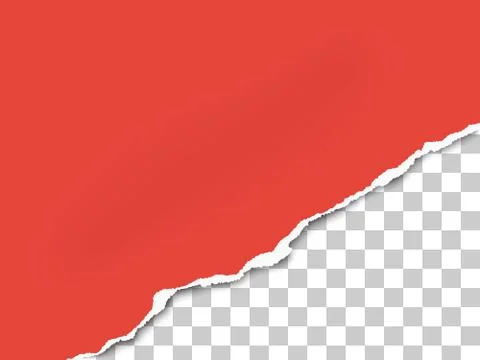 Torn bottom right part of sheet of red paper. Vector template paper design. Stock Illustration
