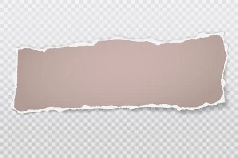Torn of brown note, notebook paper piece stuck on white squared, transparent Stock Illustration