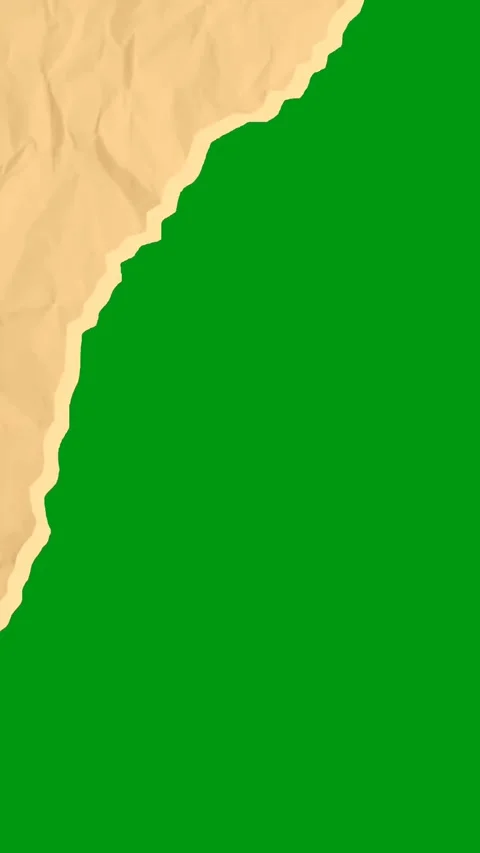 Torn Brown Paper Side Border on a Vertical Green Background Видео 348633870