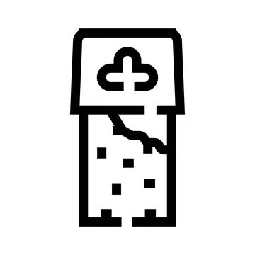 Torn building material sack icon with spilling gravel Ilustración de archivo