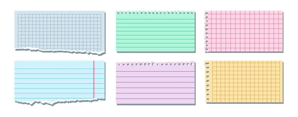 Torn colored note set notepad pages line vector Illustrazione stock