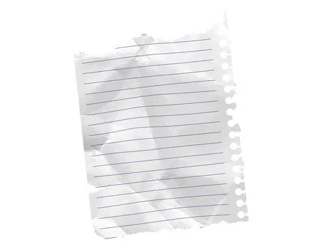 Torn corner paper piece rip with isolated scrapbook lined grid. Old letter angle Stock Illustration