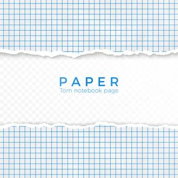 Torn Edge of Blue Squared Paper. Torn Piece of Squared Paper from Notebook. B Stock Illustration
