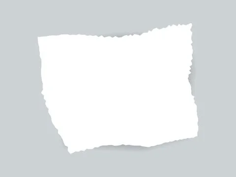 Torn edge paper vector illustration. Piece ripped blank with shadow. Rip whit Illustrazione stock
