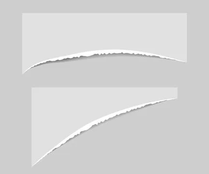 Torn edge paper vector illustration. Piece ripped blank with shadow. Rip whit Illustrazione stock