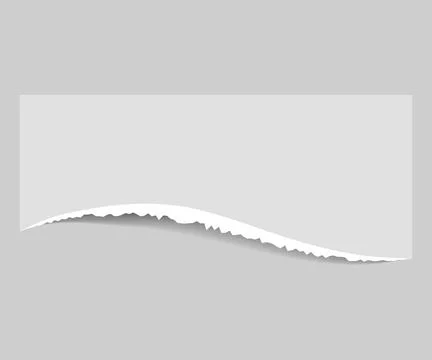 Torn edge paper vector illustration. Piece ripped blank with shadow. Rip whit Stock Illustration