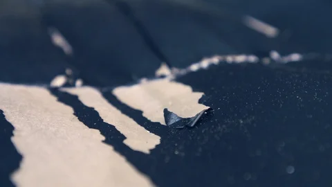 Torn fabric macro close up shot, 4K. Stock Footage 129347130