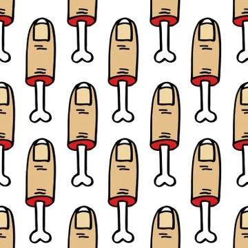 Torn off finger seamless doodle pattern, vector illustration Stock Illustration