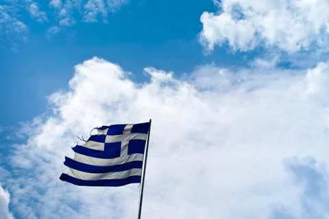 Torn flag of Greece Stock Photos
