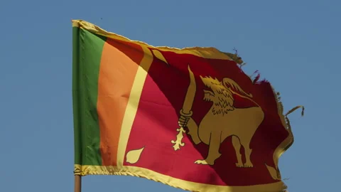 Torn flag of sri lanka waving in the wind Stock-Footage 340642402