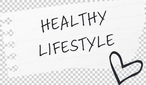 Torn flat design lined paper is floating with HEALTHY LIFESTYLE, heart icon, Illustrazione stock