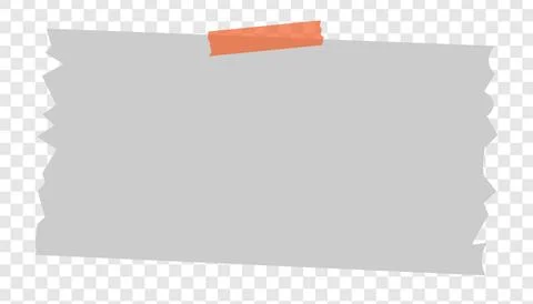 Torn gray paper note. Sticky tape holding it up. Office memo template Illustrazione stock