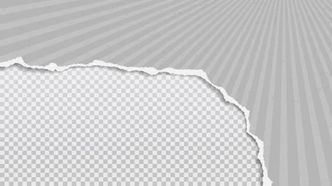 Torn of gray paper with strips is on white transparent background for text Stock Illustration