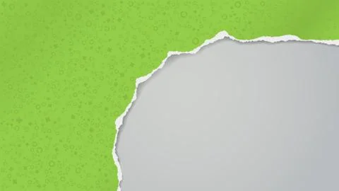 Torn of green paper with different shapes pattern is on white transparent Stock Illustration