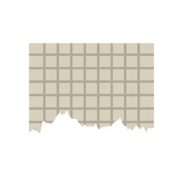 Torn grid paper piece with brown squares creating abstract design Stock Illustration