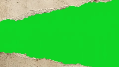Torn grunge dirty paper horizontal rip revealing animated on green screen Stock Footage 335209752