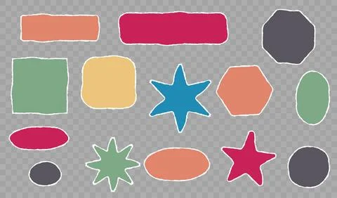Torn horizontal color paper shape with shadow on transparent Illustrazione stock