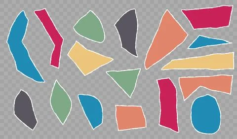 Torn horizontal color paper shape with shadow on transparent Stock Illustration