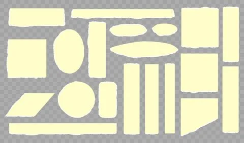 Torn horizontal yellow paper shape with shadow on Illustrazione stock