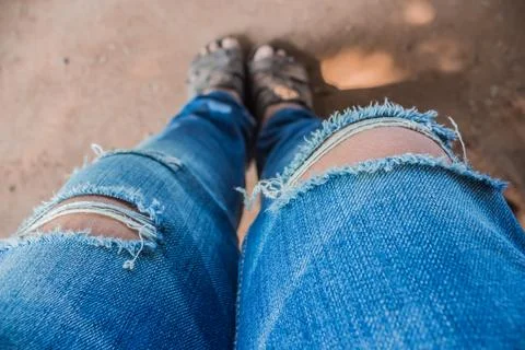 Torn jeans Stock Photos