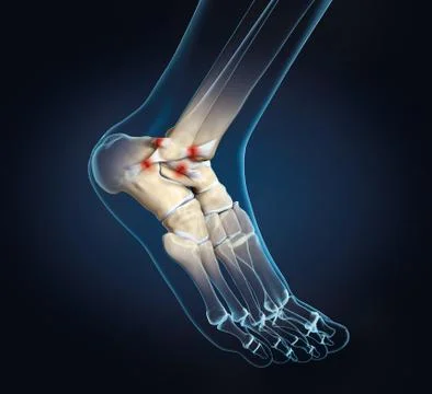 Torn ligament in ankle, medically 3D illustration Stock Illustration