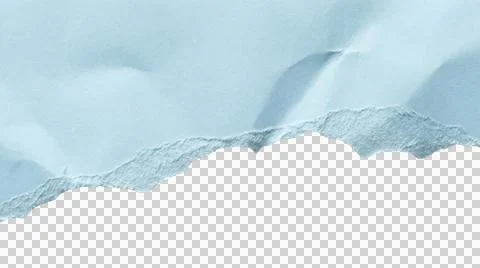 Torn light blue paper border with textured surface on transparent backgroun.. Illustrazione stock