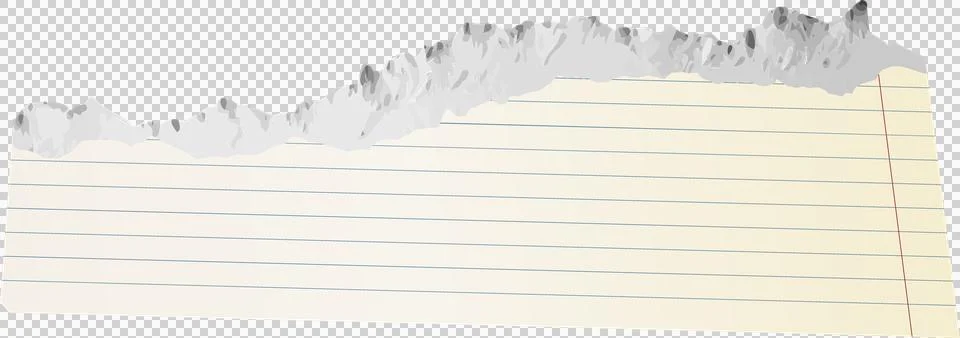 Torn lined notebook paper is floating on transparent background, showing jagged 스톡 일러스트