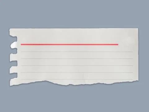 Torn lined paper banner isolated gray background Stock Photos