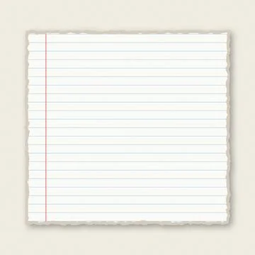 Torn lined paper with red margin for notes and writing Illustrazione stock