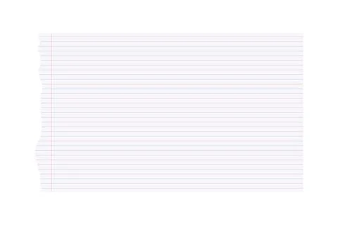 Torn Lined Paper Sheet with Red Margin and Blue Lines Stock Illustration
