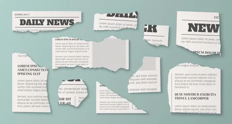 Torn newspaper fragments Stock Illustration