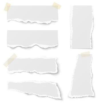Torn note paper with adhesive tape vector set Stock Illustration