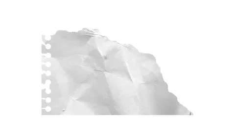 Torn note paper piece with white crumpled newspaper sheet angle. Realistic Stock Illustration